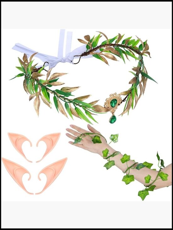 Enchanting Fairy Cosplay Set Elf Ears Crown Arm Wraps Fantasy Forest Aesthetic main image 4